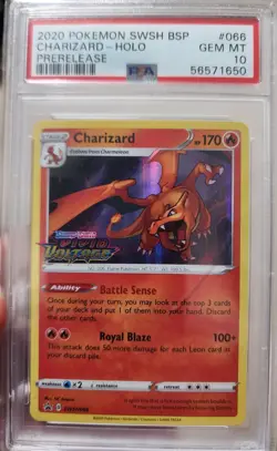 2020 POKEMON SWSH BLACK STAR PROMO PRERELEASE #066 CHARIZARD-HOLO PSA 10 - Image 1