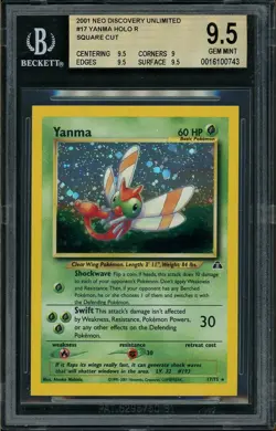 2001 Pokemon Neo Discovery ERROR SQUARE CUT Yanma Holo BGS 9.5 GEM MINT POP 1 - Image 1