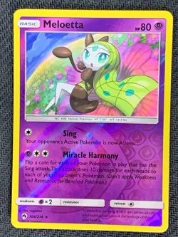Meloetta 104/214 Reverse Holo Sun & Moon: Lost Thunder Pokemon TCG - Image 1