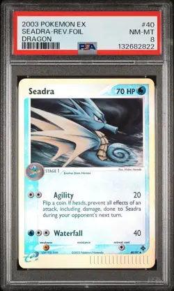 2003 POKEMON EX DRAGON #40 SEADRA-REVERSE FOIL PSA 8 - Image 1
