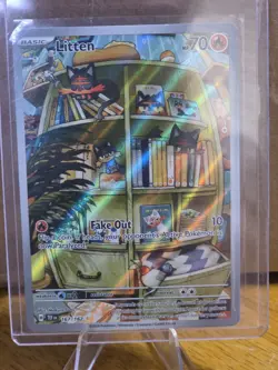 Pokemon TCG Litten Full Art Holo Card 167/162 Temporal Forces Illustration Rare - Image 1