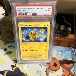 Pikachu 56/236 - Sun & Moon Unified Pokemon Card unified minds Case PSA 8 - Image 1