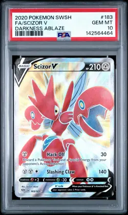 Pokemon Scizor V (Full Art) 183/189 Swsh03: Darkness Ablaze Holo PSA 10 - Image 1