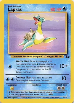 Lapras (25) 25/62 Fossil Rare - Pokemon TCG - NM - Image 1