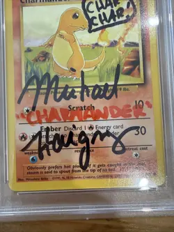 PSA 1999 Pokemon Charmander Base Unlimimted 46/102 Signed Auto Michael Haigney - Image 3