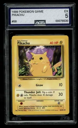 Pokemon TCG Pikachu Base Set 58/102 1999 AGS 5 - Image 1