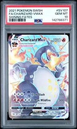 2021 POKEMON SWORD & SHIELD SHINING FATES #SV107 FULL ART/CHARIZARD VMAX PSA 10 - Image 1