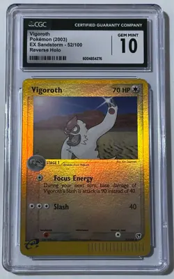 Vigoroth Pokemon 2003 EX Sandstorm 52/100 Reverse Holo CGC 10 Gem Mint Pop 3 - Image 1
