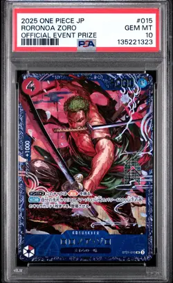 2025 ONE PIECE JPN PROMOS OFFICIAL EVENT PRIZE #015 RORONOA ZORO PSA 10 - Image 1