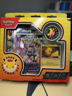 Pokemon Day 2026 TCG Collection Box Pikachu Promo Card Coin 3 Packs SEALED - Image 1