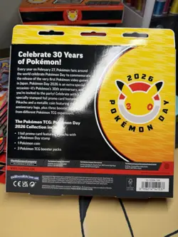 Pokemon Day 2026 TCG Collection Box Pikachu Promo Card Coin 3 Packs SEALED - Image 2