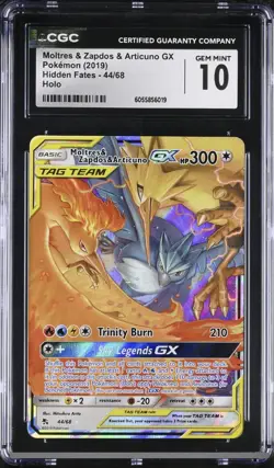 ✨✨ CGC 10 Moltres & Zapdos & Articuno GX 44/68 Hidden Fates Pokemon Card - Image 1