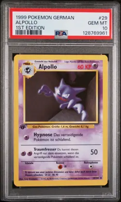 POKEMON Base Set GERMAN 29 ALPOLLO (HAUNTER) 1ST EDITION PSA 10 GEM MINT - Image 1
