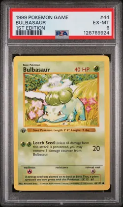 POKEMON BULBASAUR 1st Edition Base Set WOTC 44/102 PSA 6 EXCELLENT - Image 1