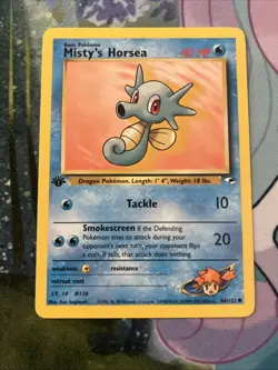 Misty's Horsea 86/132 1st Edition Gym Heroes Pokemon Card - Image 1