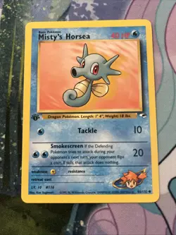 Misty's Horsea 86/132 1st Edition Gym Heroes Pokemon Card - Image 3