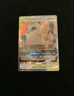 Eevee & Snorlax GX - 120/181 - Pokemon Team Up Sun & Moon Ultra Rare Card LP/MP - Image 1