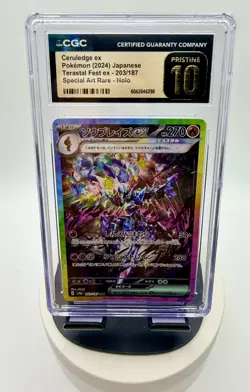2024 Pokemon Japanese Ceruledge Ex SAR Terastal Fest 203/187 CGC Pristine 10 - Image 1
