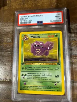 Pokemon 1999 Fossil WEEZING 1st Edition #45 PSA 9 Mint RARE - Image 1