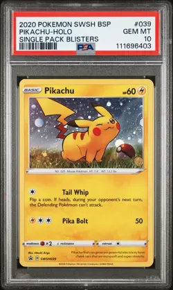PSA 10 2020 POKEMON SWSH BLACK STAR PROMO SINGLE PACK BLISTERS #039 PIKACHU-HOLO - Image 1