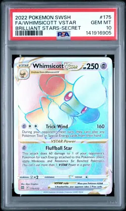 Whimsicott VSTAR 2022 Pokemon Brilliant Stars #175 Secret PSA 10 - Image 1