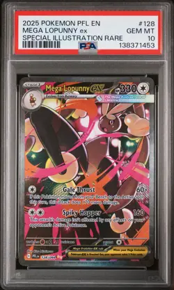 2025 POKEMON PFL EN-PHANTASMAL FLAMES #128 MEGA LOPUNNY EX PSA 10 - Image 1