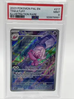 Pokemon TCG Tinkatuff 217/193 Paldea Evolved Illustration Rare Card - PSA 9 MINT - Image 1