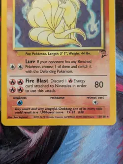 Pokemon TCG Ninetales 13/130 Base Set 2 Holo Unlimited Rare Card MP - Image 3