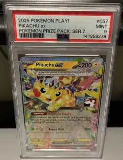 2025 POKEMON PLAY! POKEMON PRIZE PACK: SERIES 7 #057 PIKACHU EX PSA 9 - Image 1