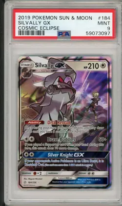 2019 Pokemon Sun & Moon Cosmic Eclipse Silvally GX #184 PSA 9 - Image 1
