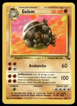 Pokemon TCG Fossil #36/62 Golem LP+ - Image 1