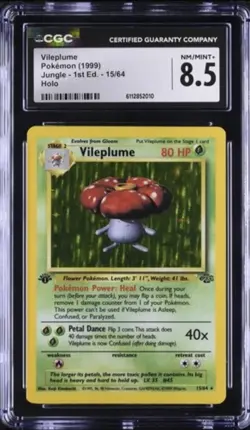 Pokemon CGC 8.5 Vileplume Jungle 15/64 Holo 1st Edition - Image 1