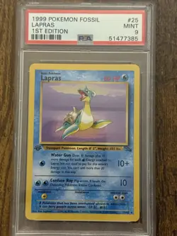 1999 Pokemon Fossil Lapras 1st Edition Non Holo PSA 9 - Image 1