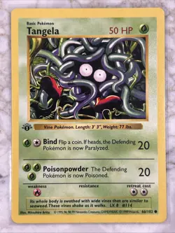 Pokemon Card - Tangela Base Set (Shadowless) 66/102 Common 1st Edition - Image 1