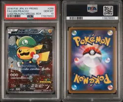 2016 POKEMON JPN XY PROMO #296 FULL ART/LUIGI PIKACHU PSA 10 - Image 3