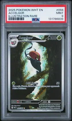 ACCELGOR 2025 Pokemon White Flare Illustration Rare IR 094 PSA 9 - Image 1