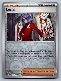 Pokemon TCG SV06: Twilight Masquerade Lucian 157/167 Reverse Holo - Image 1