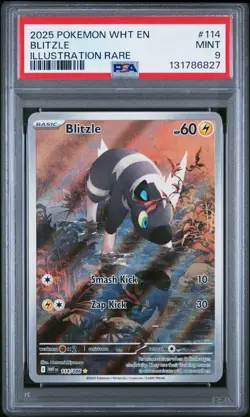 2025 POKEMON WHT EN-WHITE FLARE ILLUSTRATION RARE #114 BLITZLE PSA 9 - Image 1