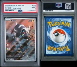2025 POKEMON WHT EN-WHITE FLARE ILLUSTRATION RARE #114 BLITZLE PSA 9 - Image 3