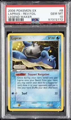 2006 POKEMON EX LEGEND MAKER #8 LAPRAS-REVERSE FOIL PSA 10 - Image 1