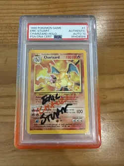 PSA 10 Pokemon TCG Charizard Base Set 4/102 Unlimited Holo Rare Eric Stuart Auto - Image 1