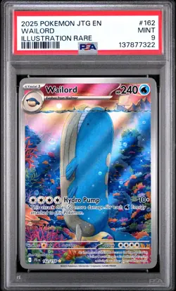 2025 POKEMON JTG EN-JOURNEY TOGETHER ILLUSTRATION RARE #162 WAILORD PSA 9 - Image 1