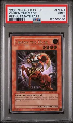 YU-GI-OH! CHIRON THE MAGE 1ST EDITION-ULTIMATE RARE FET-EN021 PSA 9 MINT - Image 1