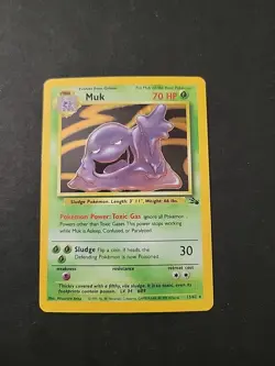 MP Clean Front Pokemon TCG Muk Holo Rare Card 13/62 Fossil WOTC - Image 1