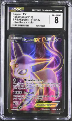 CGC 8 Espeon EX 2016 BREAKpoint 117/122 Ultra Rare Holo Pokemon Card - Image 1