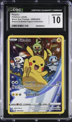 Pikachu SWSH020 Pokemon Sword & Shield Black Star Promo CGC Gem Mint 10 - Image 1
