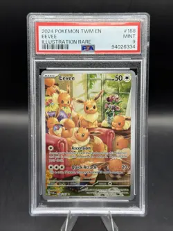 PSA Mint 9 Pokemon TCG: Eevee 188/167 Twilight Masquerade Illustration Rare - Image 1