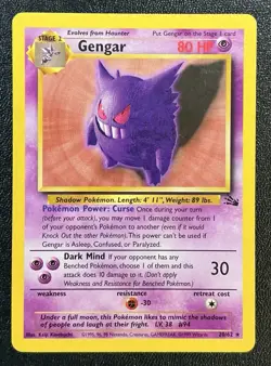 Pokemon Gengar - 20/62 Fossil Unlimited Rare Pokemon - Image 1