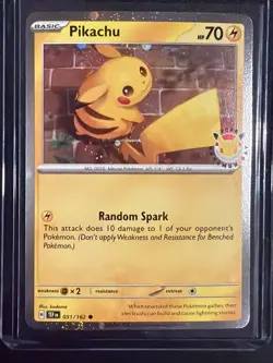 Pikachu 051 /162 Stamped 2026 Pokemon Day 30th Anniversary Promo Cosmos w/ SWIRL - Image 2