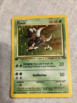 Pokemon TCG 1999 1st Edition Pinsir Jungle Holo Rare 9/64 LP - Image 1